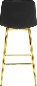 Scaun de bar POZZA VELVET cu picioare aurii, negru