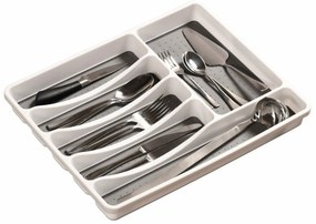 Kesper 30092 Cutie din plastic pentru tacâmuri cu5 compartimente, albă, 40,5 x 30,5 x 4,5 cm