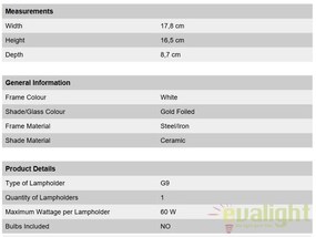 Aplica de perete Baton WA 2-1160/1 alt-gold OR