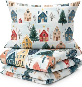 Lenjerie de pat din bumbac WINTER VILLAGE colorata Dimensiune lenjerie de pat: 70 x 90 cm | 140 x 200 cm