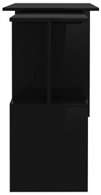 Birou de colt, negru extralucios, 200 x 50 x 76 cm, PAL negru foarte lucios