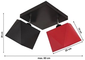 Lustră aplicată DIAMENT 2xE27/60W/230V negru-roșu