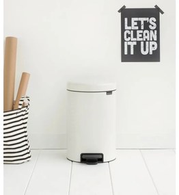 Cos de gunoi cu pedala Brabantia NewIcon 649019, 12 L, Inchidere lina, Baza antiderapanta, Alb