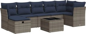 vidaXL Set canapele de grădină cu perne, 8 piese, gri, poliratan