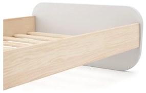 Pat pentru copii alb cu aspect de lemn de pin cu somieră 90x190 cm Esteban – Marckeric