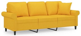 3153254 vidaXL Canapea 3 locuri cu perne&pernuțe galben deschis 180 cm textil