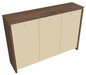 Dulap mediu pentru haine Verno 188 x 46 x 130 cm, uși de sticlă, nuc / vanilie