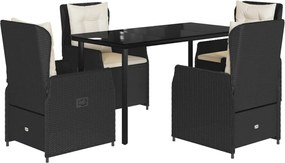 vidaXL Set mobilier de grădină cu perne, 5 piese, negru, poliratan