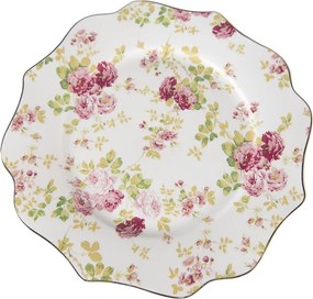 Farfuire alba, din ceramica, cu motive florale, Ø21 cm