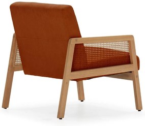 Fotoliu cărămiziu țesut cu tapițerie din catifea reiată Debra – Marckeric