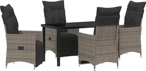 vidaXL Set de masă pentru grădină cu pernă 5 pcs Gri poliratan