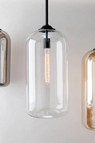 Pendul design vintage-industrial DISTRICT small, abajur transparent
