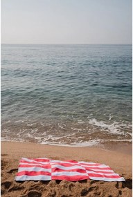 Prosop de plajă roșu/albastru deschis din bumbac 100x160 cm Su – noo.ma