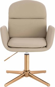 HR480CROSS Scaun Crem Piele Ecologica Premium Soft cu Bază Aurie