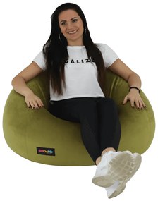 Fotoliu tip sac, material textil verde măsliniu, TRIKALO