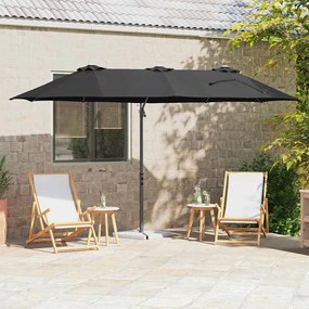 vidaXL Parasol cu braț cantilever pentru grădină cu blocare Negru mare