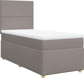 vidaXL Pat box spring cu saltea, gri taupe, 90x190 cm, textil