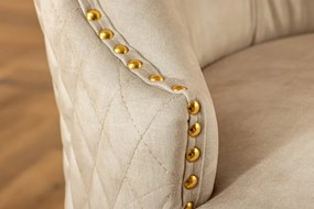 Set 2 scaune Stil Baroc, Catifea, Bej, Metal, Auriu, Castle