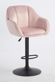 HR12055W Scaun Roz Pudra din Catifea cu Bază Neagră