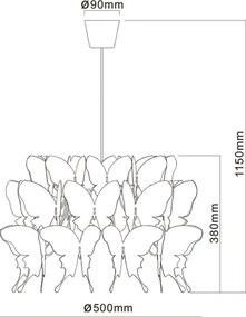 Lustră FARFALLA pentru copii, 1xE27/60W/230V, albă