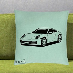 Perna Personalizata Porsche 911 Silueta, 40x40 cm, Verde Menta, Husa Detasabila, Perna Inclusa, BEKZ®