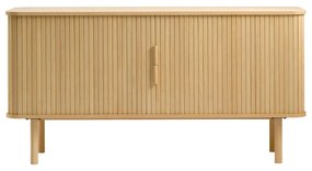 Comodă joasă cu aspect de lemn de stejar cu ușă glisantă 76x160 cm Cavo – Unique Furniture