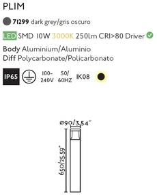 Stalp LED de iluminat exterior design modern IP65 PLIM-1
