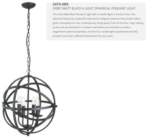 Lustra suspendata stil traditional Orbit negru 2474-4BK SRT