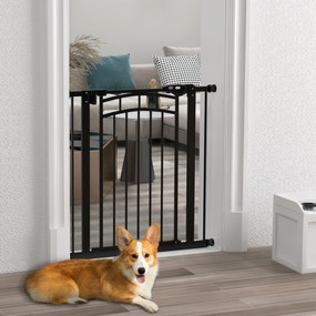 PawHut Barieră de siguranță pentru câine barieră de scări extensibilă dublă blocare 74-80 x 76 cm negru | Aosom Romania