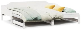 850903 vidaXL Pat de zi cu extensie, alb, 80x200 cm, lemn masiv de pin