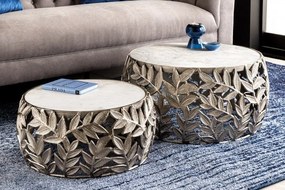 Set de 2 masute design unicat realizate manual Abstract Leaf argintiu