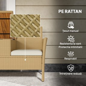 Outsunny Canapea Rattan Extensibilă, Depozitare Kaki | Aosom Romania