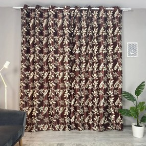 Set două Draperii (Blackout), din Tafta premium + Jacquard (Efect semi-lucios), Gata lucrate (Inele galerie), Culoare Maro + Bej, Dimensiuni draperie 160x260 cm (x2), Brand Originalio