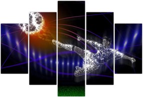 Tablou - Fotbaliști în săritură (150x105 cm)