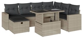 3274842 vidaXL Set mobilier de grădină cu perne, 8 piese gri deschis poliratan