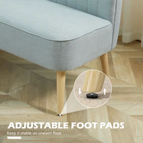 HOMCOM Canapea cu 2 Locuri din Material Textil fără Brațe, Canapea  cu Picioare din Lemn, 117x56,5x77 cm, Verde | Aosom Romania