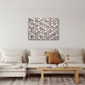 Tablou pe sticlă - Hexagoane design beton (70x50 cm)