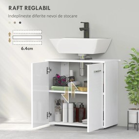 Mobilier Baie Subchiuvetă Kleankin cu 2 Uși, Spațiu de Stocare Eficient, din Lemn, Alb, 60x30x62.5cm | Aosom Romania