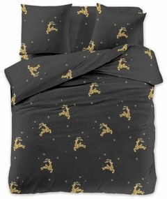 Lenjerie de pat din microfibra GOLDEN DEER neagra + cearsaf microplus SOFT 90x200 cm mentol