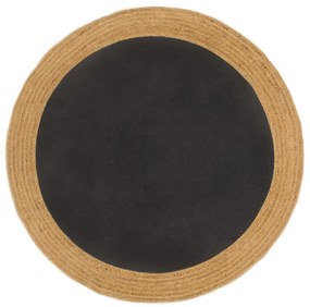 Covor impletit, negru si natural, 180 cm, iuta   bumbac, rotund Negru, 180 cm