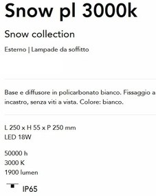 Plafoniera LED pentru Iluminat Exterior Snow pl 3000K, Protectie IP65
