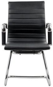 Scaun vizitator negru OFF 806 din piele ecologică și cadrul cromat cu mânere metalice