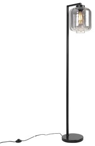 Lampa de podea de design neagra cu sticla fumurie - Qara Down