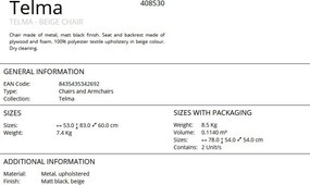 Scaun dining design elegant Telma bej