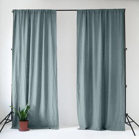 Draperie albastru prăfuit din in 140x250 cm Blue Fog – Linen Tales