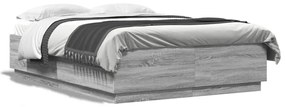 3209602 vidaXL Cadru de pat cu lumini LED gri sonoma 160x200 cm lemn prelucrat