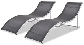vidaXL Șezlonguri de plajă pliabile, 2 buc, aluminiu și textilenă