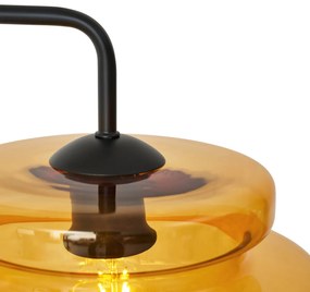 Lampă de podea retro neagră cu sticlă portocalie - Denise