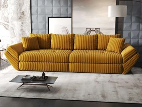 Canapea extensibilă dumonde cu ladă de depozitare si sezut confortabil din spuma high-density, Loana Ambience Mustar 300x100 cm