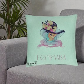 Perna Personalizata Zodie Fecioara, 40x40 cm, Verde Menta, Husa Detasabila, Perna Inclusa, BEKZ®